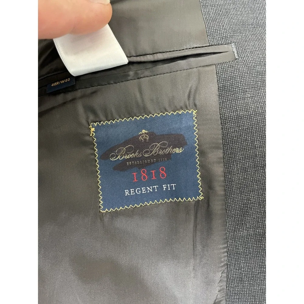 Brooks Brothers Vitale Barberis Canonico Regent Fit Gray Blazer Wool Size 46R‎